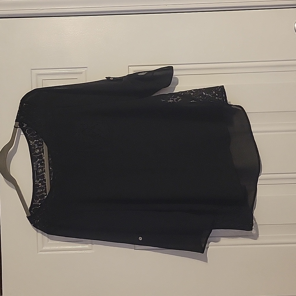 Black shirt with lace accents. Atmosphere brand, 12